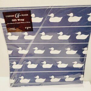 Vtg Gift Wrap Wrapping Paper Gordon Fraser England Ducks Blue Wildlife